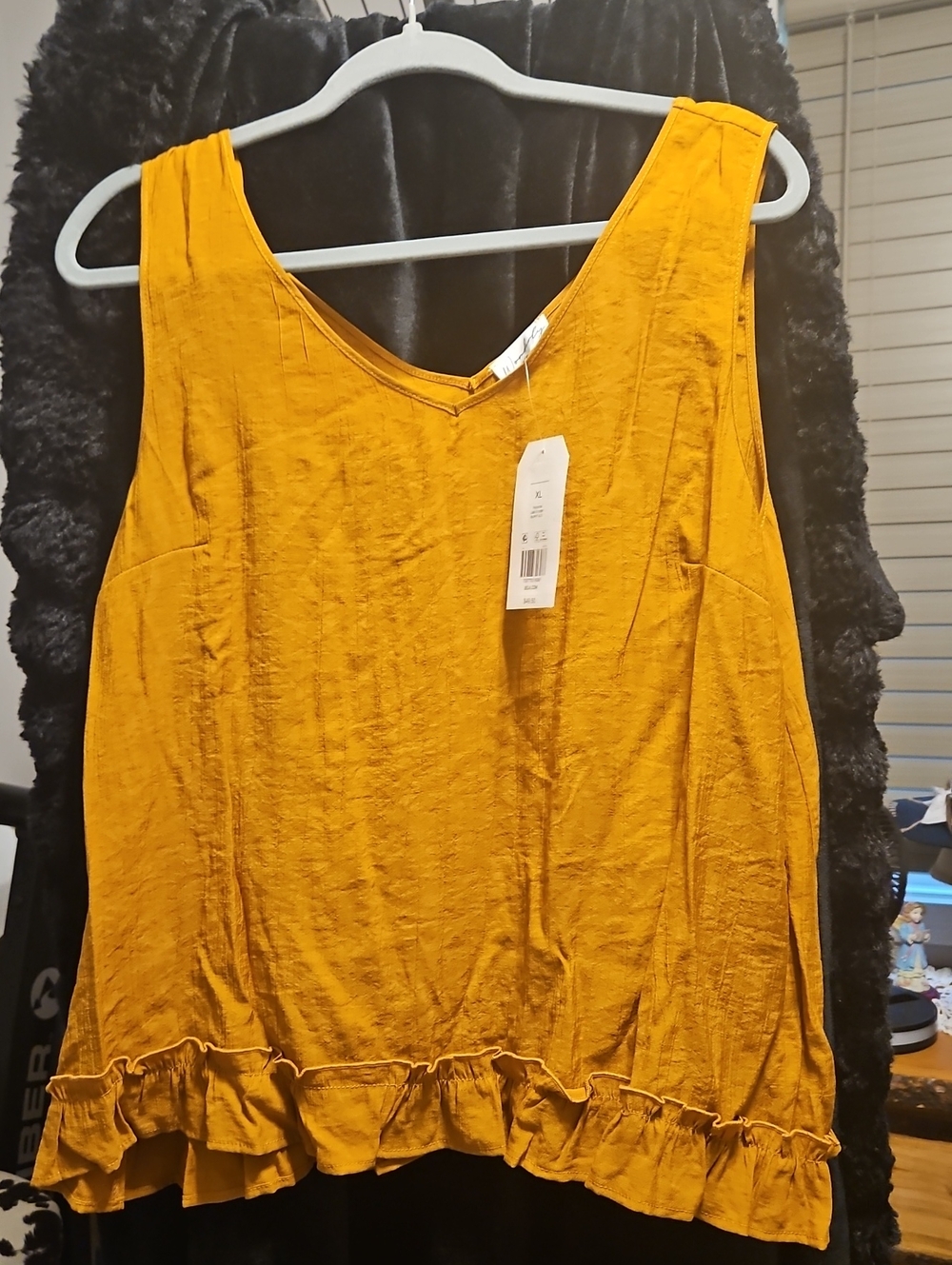 Wonderly Mustard Yellow Ruffle-Hem Tank Top